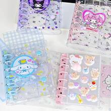 A7透明活页夹，6孔软皮笔记本活页夹，透明活页装订封面，可拆卸圆形活页夹 - 彩色 - 查看 4