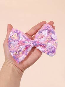 Conjunto de 2 Laços de Cabelo Rosa para o Dia dos Namorados para Meninas, Presilhas de Cabelo com Laço de Lantejoulas Brilhantes Rosa em Formato de Coração, Acessórios de Cabelo para Adolescentes - Rosa - Ver 4