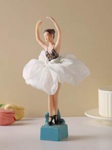 1件树脂花苞芭蕾舞裙芭蕾舞女孩摆件，粉色蕾丝黑色豹纹印花，精美舞者装饰，家居展示柜、客厅、办公桌、教室、场景装饰工艺品。 - 彩色 - 查看 8