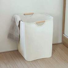 1pc Foldable Laundry Basket Portable Clothes Storage Organizer Modern Fabric Rectangular Bathroom Storage Rack Container Home Decor Collapsible Design Space Saving Solution Suitable For Bedroom Living Room Kitchen Dormitory Apartment Office Laundry Organization Household Storage Basket Practical Functional Convenient Easy Setup Fabric Material Lightweight Portable Carry Handle Perfect For Daily Use - White - View 2