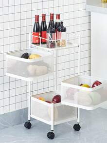 Rotatable Metal Carbon Steel Storage Rack, Kitchen Vegetable Rack, Snack Organizer