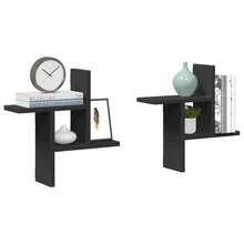 Larryhot Estantes de pared 2 uds madera ingeniería negro 38x12x38 cm, Fácil de montar, elegante y hermoso, y conveniente para almacenar artículos, es una opción ideal para el almacenamiento y la decoración del hogar. - Negro - Ver 1