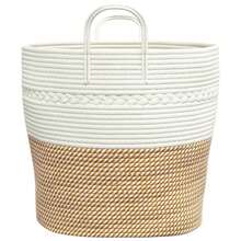 vidaXL Panier de rangement marron et blanc Ø43x38 cm coton - Multicolore - Voir 5