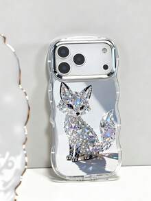 Crystal Fox Pattern, Sparkling Luxury Style, Transparent Phone Case With Electroplated Ring, Phone Case For IPhone17 PRO MAX IPhone17 AIR /16/15/14/13/12/Pro Max/Pro/Plus, For Galaxy A54/A55/A56/A70/A71/A72/A73/A, Galaxy S26/S25/S24/S23/S22/S21. Wave-Shaped Design, Comfortable Grip, Everyday Reliable Protection. Great Gift Choice For Holidays, Perfect For Users Who Love Refined Sparkle And Premium Texture, Fully Rhinestone-Embellished Fox Design Reflecting Dazzling Light, Showcasing Mysterious Elegance And Fashionable Allure. - Trong sáng - Xem 3