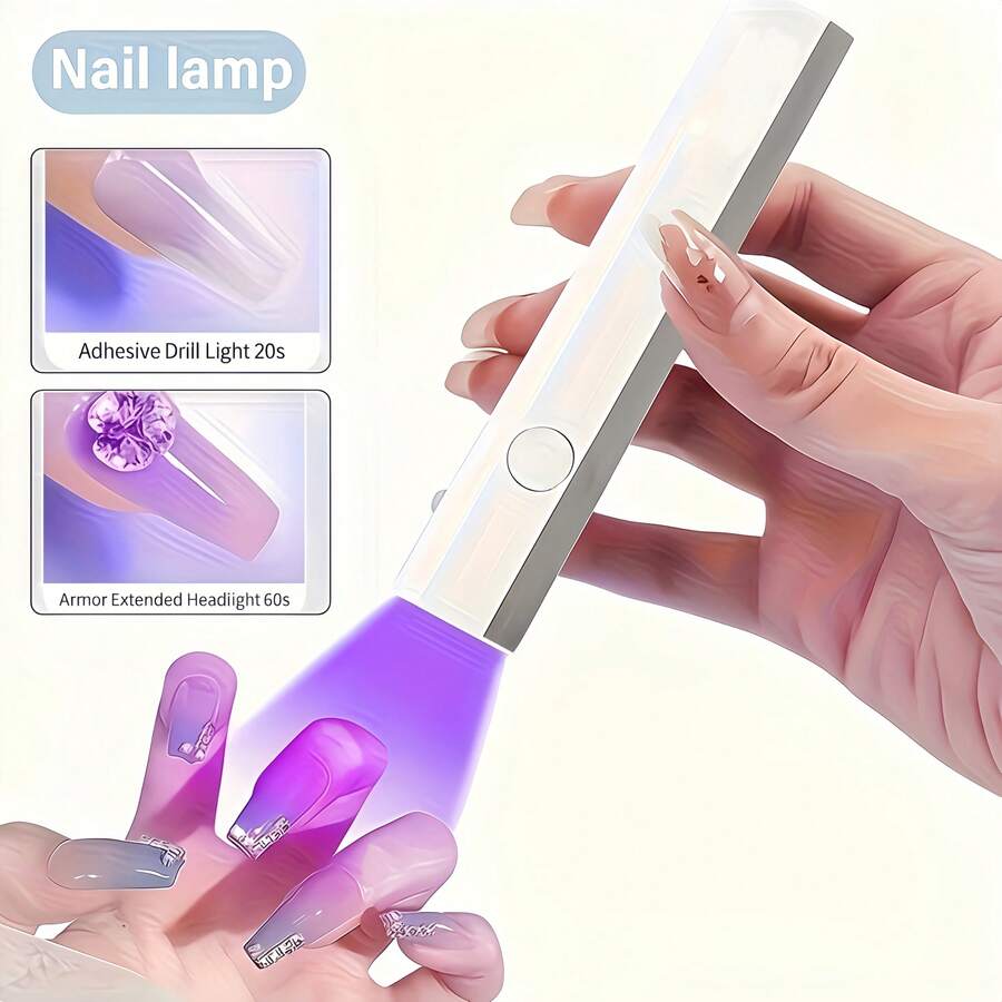 Movcle Nail Polish Curing Lamps Handheld UV/LED 180mAh Battery Pack Hybrid Light For Gel Nails, Mini Nail Lamp, Portable Cordless Rechargeable, Fast Curing - White - View 1