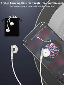 Type-C Wired Earphones, USB-C In-Ear Headphones, Audio Earbuds For Electronic Calls And Music, Bass Stereo Earphones, Compatible With IPad/PC - White - View 2