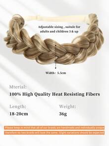 1pc Black, Gold, Brown, Dark Brown Handmade Braided Wig Headband, Suitable For Women And Girls, Synthetic Braided Hair Extensions, Elastic Headband With Adjustable Waistband, Braided Headband, Suitable For Daily Wear, Parties And Special Occasions. - Multicolor - View 4