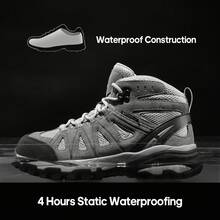 Botas de Senderismo Impermeables para Mujer para Trekking y Camping - Gris Claro - Ver 3