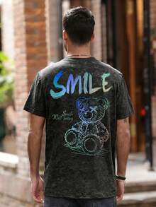 Zrgoth Men's Casual Versatile Simple Printed Element Short Sleeve T-Shirt - Black - View 5