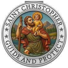 1 huy hiệu Thánh Christopher gắn xe hơi, huy hiệu Thánh Christopher 3D nổi bật nhiều màu sắc, quà tặng chúc an toàn khi lái xe cho cha mẹ và gia đình. - Bạc - Xem 14