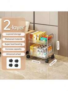 4-Tier Plastic Rolling Utility Cart With Wheels, Multifunctional Storage Organizer Cart For Home, Office, Kitchen & Bathroom, Slim & Transparent, 8.2"W * 13"L * 35.8"H - Multicolor - View 14