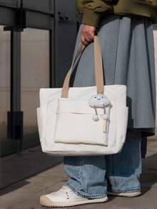 1个多色尼龙校园单肩包，新款日式手提包，大容量单肩包，质感上乘，多功能腋下包，返校季必备，简约大容量，可装笔记本电脑、平板电脑和学习用品，适合各种场合，自用或送礼皆宜。 - 黑與白 - 查看 10