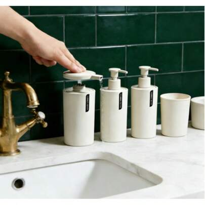 Minimalistische Badezimmer Accessoire 5-teiliges Set - 3 Farboptionen, Alles-in-einem Lösung für die Arbeitsplatzorganisation, schicke matte Oberfläche, ideal für moderne Badezimmer