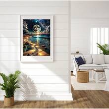 CSZPPQAF 5D Diamond Painting Kits For Adults, Moonlight Beach Diamond Art Kits For Adults Beginner, DIY Round Full Drill Paint By Diamonds Dot Gem Art For Home Decor 12x16 Inch - KM108-1 - 查看 3