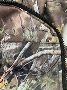 Kami's Casual Camo Printed Loose Zippered Hooded Sweatshirt For Women ,Light Outdoor Sports Jacket For Spring,Thin Fleece,New Year,Carnival,Tops - Olive Green - View 6