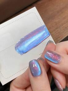 Y2K闪亮猫眼粉星空指甲油，彩色星系全息猫眼指甲油，沙龙美甲，DIY居家美甲 - 彩色 - 查看 2