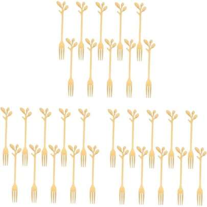 3 Juegos Tenedor De Hoja Dorada Tenedor De Frutas Para Pequeños es De Charcutería es Para Pastel es De Fondue Golden Acero Inoxidable 10 Uds * 3,37327467