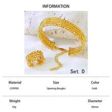 24K Gold Plated Luxury Dubai Style Bangle & Ring Set, Islamic Saudi Arabia Design Jewelry For Women, Wedding Party - Bracelet Ring Set - View 17