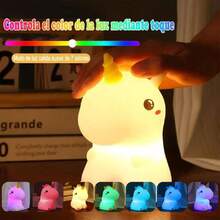Luz Nocturna Unicornio Para Niños,Multicolor Lámpara de Noche Táctil Regulable,Lámpara de Noche Portátil Recargable Por USB,Adecuada para Dormitorios,Salones (Unicornio),37367895 - Naranja Quemada - Ver 5