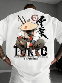 FRACTYR Men's Fashionable Minimalist Figure Print Short Sleeve T-Shirt | All-Match Street Casual Wear - White - View 2