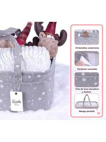 Organizador de Pañales Para Bebé, Organizador de Pañales para Cambiador.Baby Storage Basket for Diapers and Baby Wipes, Regalo para la Lista de Baby Shower, Imprescindibles para Recién Nacidos,37369339 - Multicolor - Ver 2