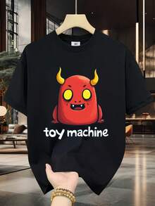 Camiseta de Algodón 100% para Hombre - Manga Corta, Cuello Redondo, Estampado Digital, Cómoda para Todas las Estaciones, Lavable a Máquina, Ideal para Salidas Diarias, Cuello Redondo, Diseño Circular, Camiseta Casual de Verano T-shirt Cute cartoon character with brown skin white dress colorful striped leggings holding a tray of colorful - Negro - Ver 1