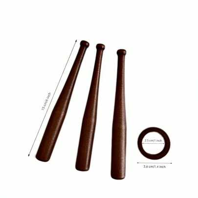 Handcrafted Mini Wooden Sticks With Interlocking Rings: Unique Baseball-Themed Decor Ornaments