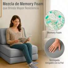 MAGMALIFE Sofá Plegable 2 en 1 Terciopelo Suave Relleno de Memory Foam Respaldo Antideslizante Color Gris 85x85x78 cm Se Convierte en Cama Ideal para Sala Recámara u Oficina - Multicolor - Ver 4