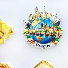 1pc Resin Refrigerator Magnet, Poland, Austria, Czech Landmarks Of Krakow, Hallstatt, Prague, Travel Souvenir, Home Decor Magnets For Bedroom, Kitchen, Wall, Creative Gift - Multicolor - View 5