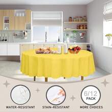 D&Z Plastic Tablecloth Disposable, 12 Pack Yellow Table Cloth Individually Wrapped For Indoor&Outdoor, On-The-Go 84" Table Cover For Round Table Ideal For Party, Birthday, Wedding And Dinner - 黃色 - 查看 6