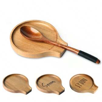 1/2pcs Rosewood Stove Spoon Holder, Kitchen Countertop Spoon Rest With Non-Slip Silicone Feet, Suitable For Cooking Utensils, Soup Spoons, Coffee Spoons, Cooking Spoons, Spatulas, Tongs, Etc.
