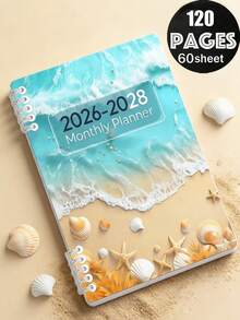 A5尺寸三年月度计划本（2026-2028），职场工作日志，螺旋装订，便携耐用，适合大学和办公室使用，完美适用于日常笔记、办公用品、学习用品、艺术项目和学习笔记，120页，办公用品 | 艺术封面 | 耐用封面，笔记本，返校季 - 彩色 - 查看 2