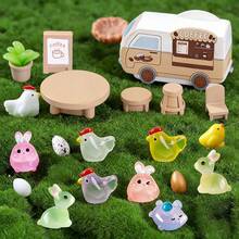 Mini Rabbit Figurines, Glowing Resin Animals, Small Rabbits & Chicks Decor, Can Be Hidden In Easter Eggs As Decorations, Mini Resin Rabbit Figurines, Easter Bunny & Carrot Decor, Miniature Sculptures, Small Farm Rabbit & Chick Fairy Garden Decorations, Suitable For Dollhouse Easter Egg Fillers, Easter Holiday DIY Miniature Fairy Garden Craft Decorations - Multicolor - View 3