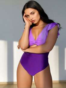 Women's Comfortable One Piece Swimsuit – Elegant Design For Beach & Pool Days - TD-W002-02 - 查看 2