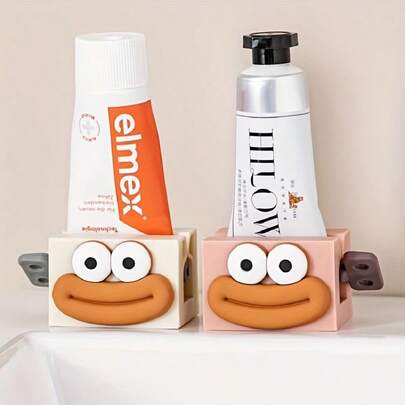 便携式香肠形牙膏挤压器，浴室牙膏架，手动牙膏分配器，洁面乳，护手霜夹，家居浴室装饰，秋季装饰，返校装饰。
