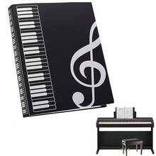 40个口袋，双面设计，可容纳80页乐谱，A4尺寸，吉他乐谱文件夹，数据乐谱文件袋，5孔乐谱文件夹，钢琴乐谱文件夹，插入式文件夹，音符图案设计，便携防水防尘，适用于音乐家练习、演出、音乐会、办公、学校、学习等场合，可用作文具、派对礼物、返校礼物、情人节礼物、音乐礼物、办公用品、文具礼物、生日礼物、吉他礼物，方便整理和保护您的乐谱和文件。 - 黑色 - 查看 9
