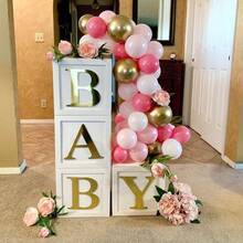 4 quả bóng bay 3D màu trắng hình em bé trong hộp giấy trang trí, có chữ "Baby" màu vàng, hộp trang trí tiệc mừng em bé, khối xếp hình em bé, thích hợp cho tiệc mừng em bé chủ đề gấu bông, phông nền tiệc sinh nhật lần thứ nhất cho bé trai/bé gái, Ngày của Mẹ, trang trí đám cưới, trang trí phòng, tiệc mừng em bé chủ đề gấu bông, tiệc tiết lộ giới tính em bé, v.v. (Sản phẩm được làm bằng giấy và có thể bị hư hỏng trong quá trình vận chuyển do bị các sản phẩm khác chèn ép, vui lòng lưu ý trước khi mua). - trắng - Xem 2