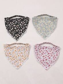 4件套女士碎花蕾丝边饰发饰，适合日常及节日佩戴，女士发带，优雅发箍