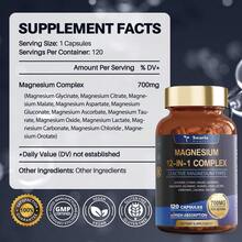 12-In-1 Magnesium Complex 700mg - Supplement With Glycinate Citrate Malate Oxide Taurate Aspartate Orotate, Vegan Capsules For Muscle, Heart, And Relaxation Support - Default - View 7