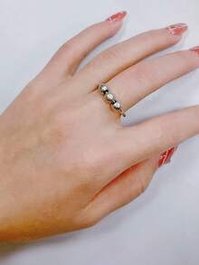 2枚女士抗焦虑表圈戒指，带旋转开口，可调节指环尺寸 - 不锈钢 - 可自由旋转 - 情人节 - 銀色 - 查看 3