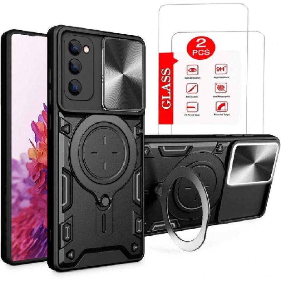 Galaxy S20 FE Capa Case - With Screen Protector And Built-In Phone Stand - Black, 37317543 - Biru - View 1
