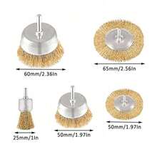 27PCS Rotary Wire Brush Cleaning Wheel Cup Brush Drill Attachment Bit Set Tool - Gold - View 7