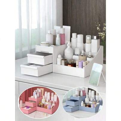Double Layer Makeup Storage Box - Waterproof Dustproof Cosmetic Organizer For Dresser Vanity | Holiday Wedding Gift