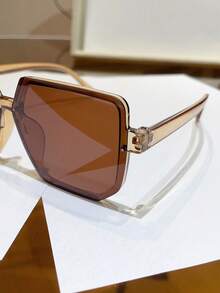 1 Pair Women's Oversized Square Plastic Frame Glasses, Multi-Color Options, Face-Flattering, Suitable For Vacation And Daily Wear - Multicolor - View 3