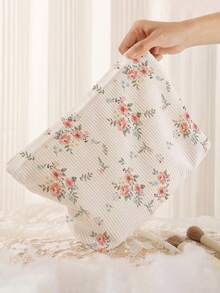 1pc Portable Floral Print Double-Sided Zipper Cosmetic Bag, Multi-Functional Travel Toiletry Organizer - Multicolor - View 5