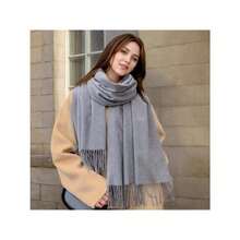 Cashmere Blend Winter Scarf For Women – Soft Thick Long Tassel Shawl, Warm Dual-Use Wrap, Fashion Cold Weather Accessory - 1 - View 4