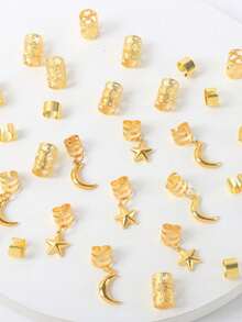 32 Stück Haarschmuck Set für Frauen - Stern & Mond Design, Haarclips, geeignet für Festivals, Partys, Alltagstragen, Anhänger, Geschenke, Festivals, Klammern, Haarspangen, Haarspangen, Kopfschmuck - Gold - Übersicht 4