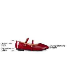 WEIDE zapatos mujer flats Flats Ballerina de charol con doble correa, Flats De Dama elegantes Flats Rojos y flats negros mujer, combinan con faldas y jeans, ideales para oficina, campus y salidas casuales, estilo Flats De Dama Elgantes y flexi flats - Rojo - Ver 8