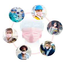 50 Pcs Disposable 3 Ply Earloop Face Masks, Suitable For Home, School, Office And Outdoors (Pink)  PP    Spring, Summer, Autumn, Winter - Pink - View 5