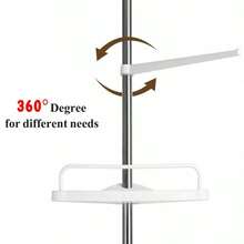 4 Tier Telescopic Bathroom Wall Corner Shelf Rack Shower Caddy Storage Organizer Hanging Hangable - 白色 - 查看 7